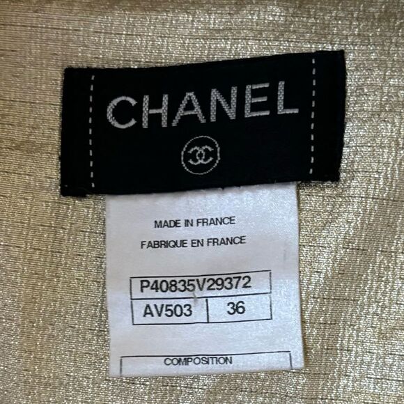 Chanel Mini Gold Cream Skirt Lame Pleated Size 2 - Picture 10 of 14